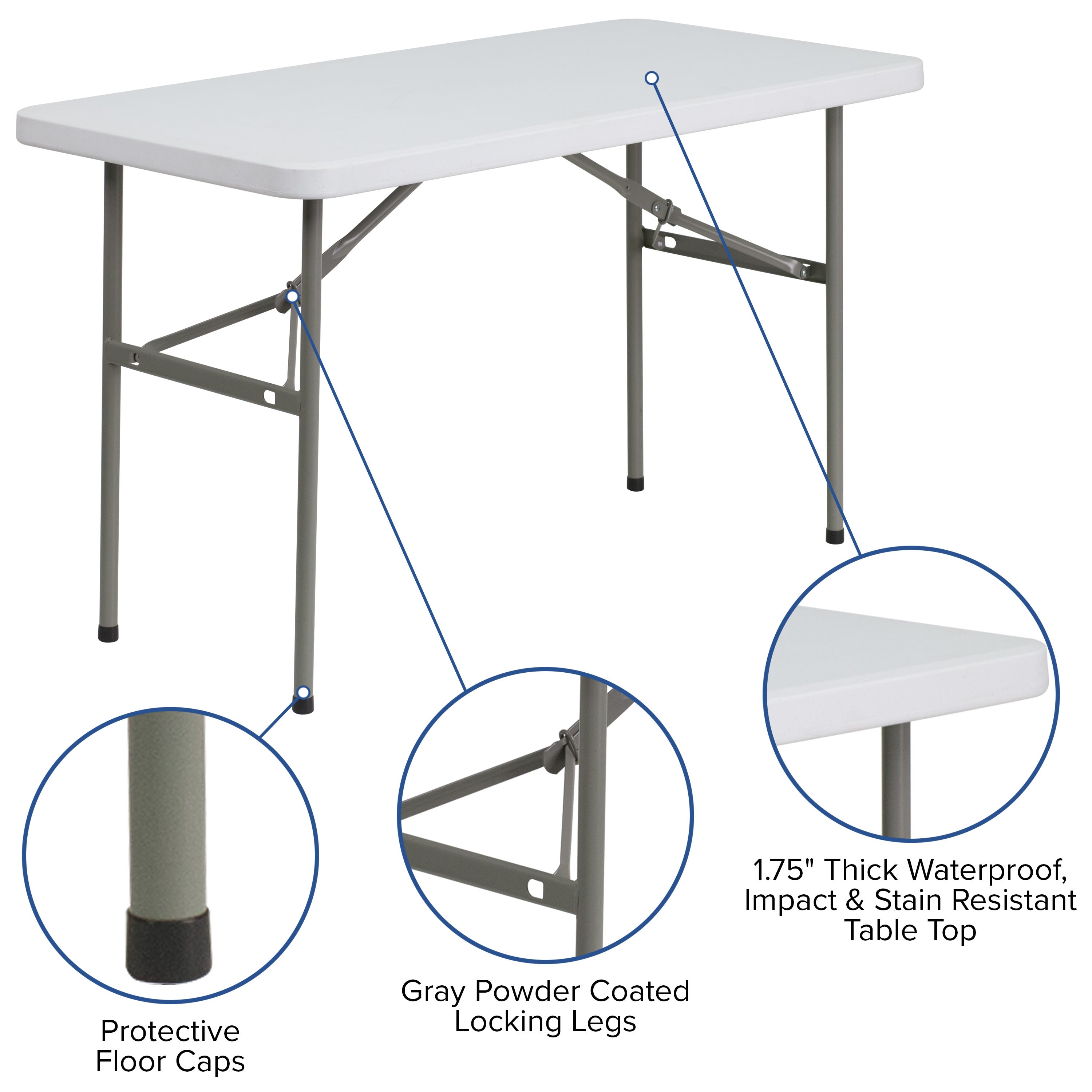 FLASH 122cm Plastic Folding Table Commercial Grade